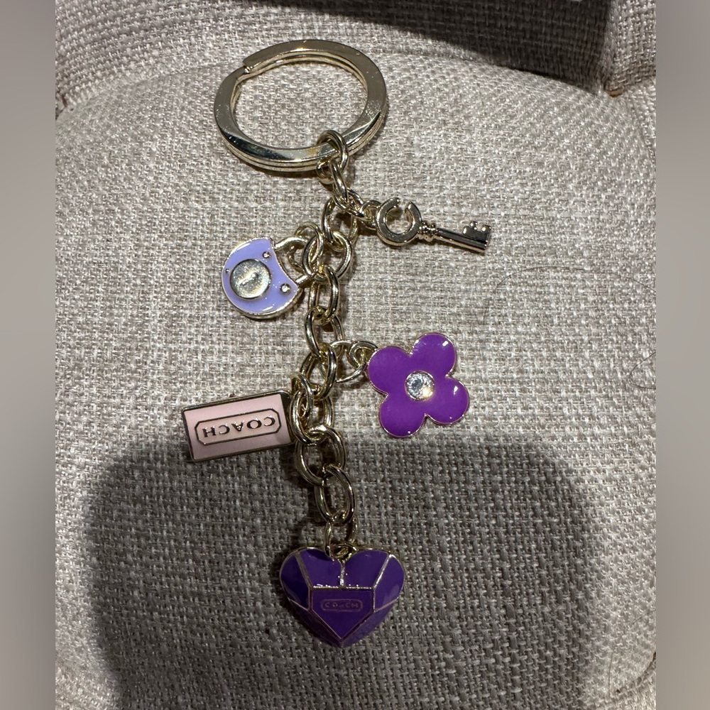 Coach Lavender and Gold Charm Key Holder